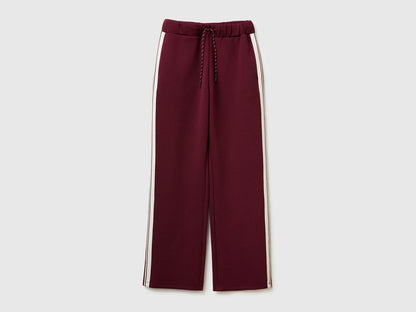 Benetton Burgundy Women Trousers with Striped Side Bands SKU: 35B1DF01H_299 Image 01