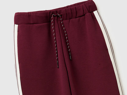 Benetton Burgundy Women Trousers with Striped Side Bands SKU: 35B1DF01H_299 Image 03