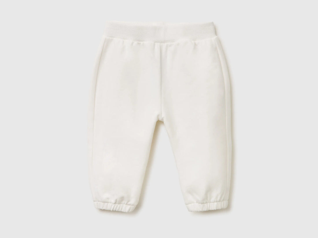 Benetton Creamy White Newborn Trousers with Embroidery on The Back SKU: 35FNAF029_074 Image 01