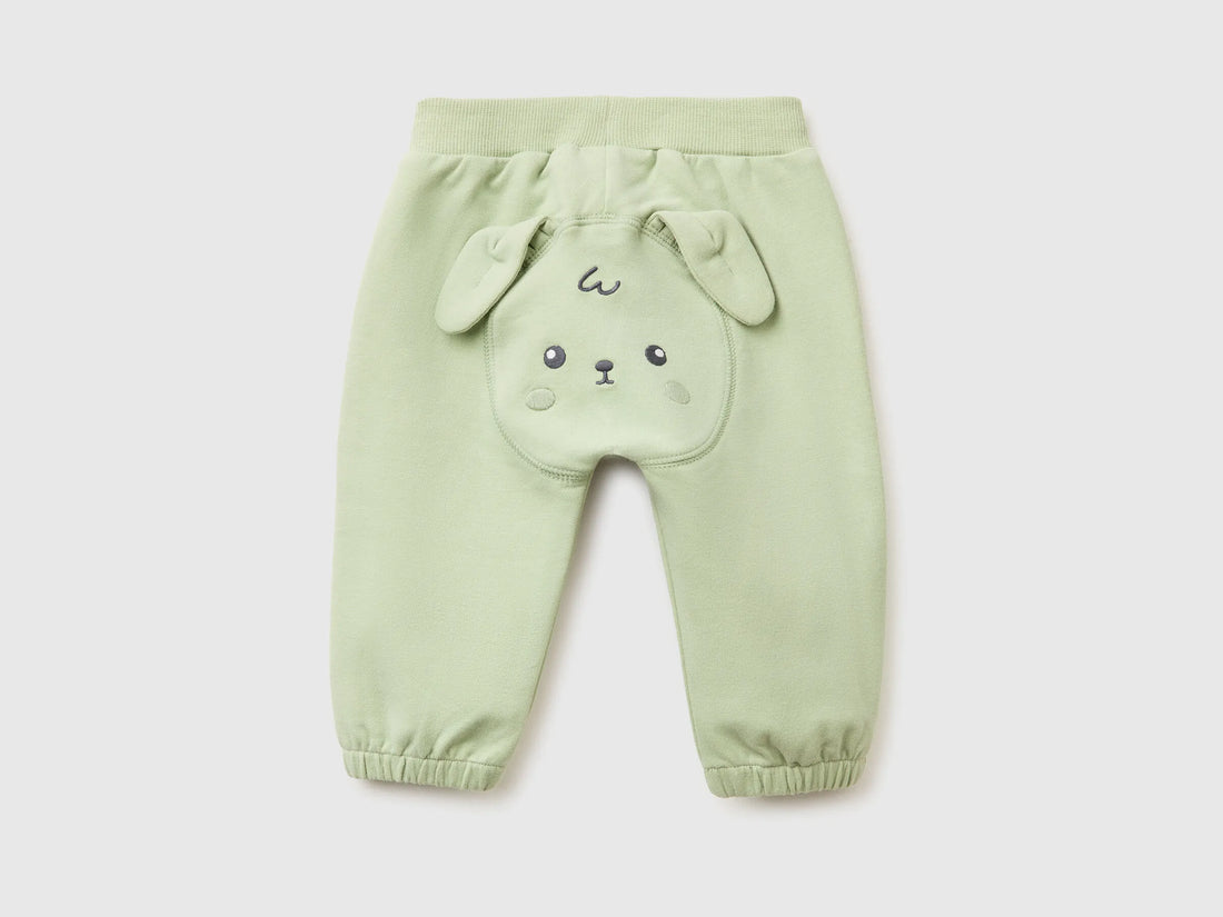 Benetton Light Green Newborn Trousers with Embroidery on The Back SKU: 35FNAF029_218 Image 02