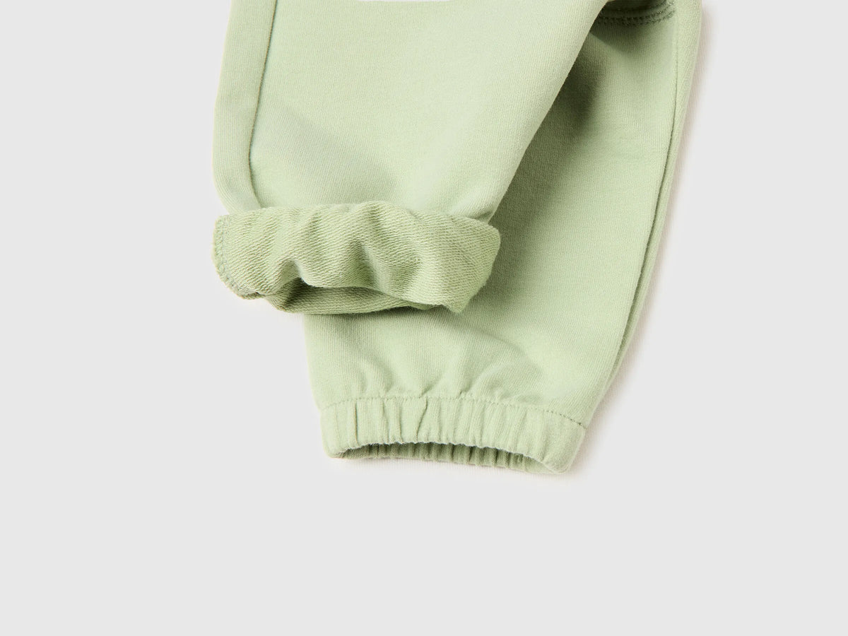 Benetton Light Green Newborn Trousers with Embroidery on The Back SKU: 35FNAF029_218 Image 03
