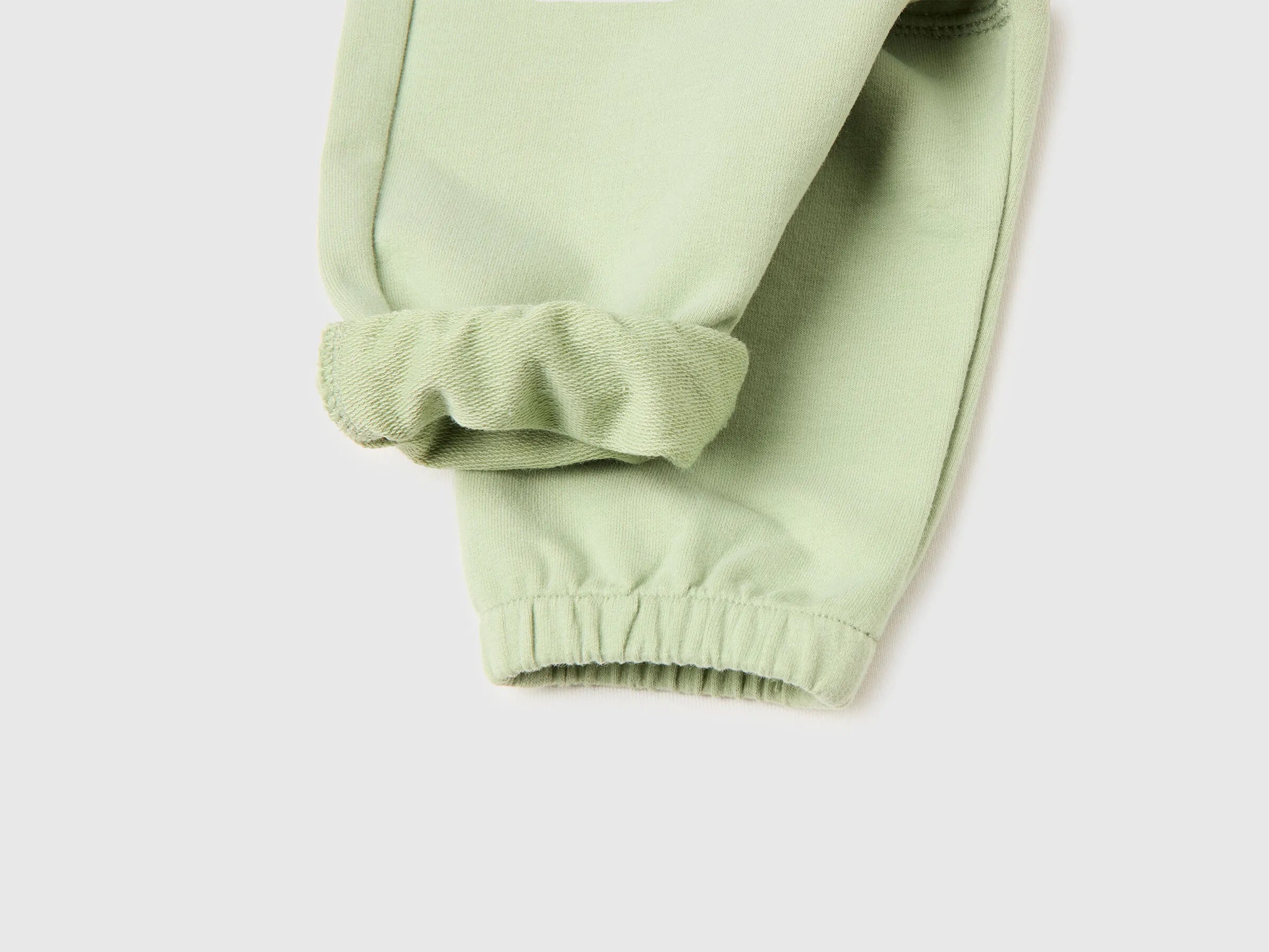 Benetton Light Green Newborn Trousers with Embroidery on The Back SKU: 35FNAF029_218 Image 03
