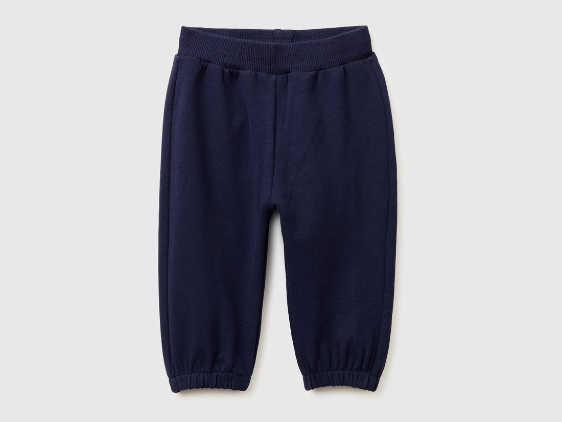 Benetton Dark Blue Newborn Trousers with Embroidery on The Back SKU: 35FNAF029_252 Image 01