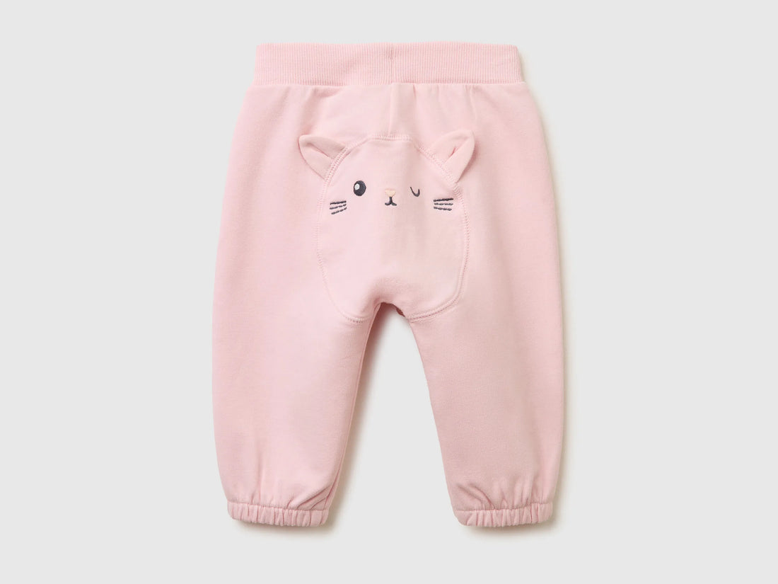 Benetton Pink Newborn Trousers with Embroidery on The Back SKU: 35FNAF029_25F Image 02