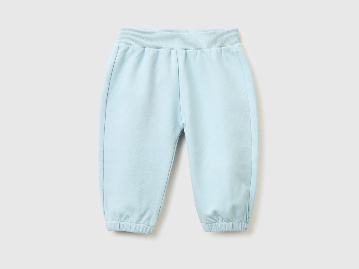 Benetton Sky Blue Newborn Trousers with Embroidery on The Back SKU: 35FNAF029_33W Image 01