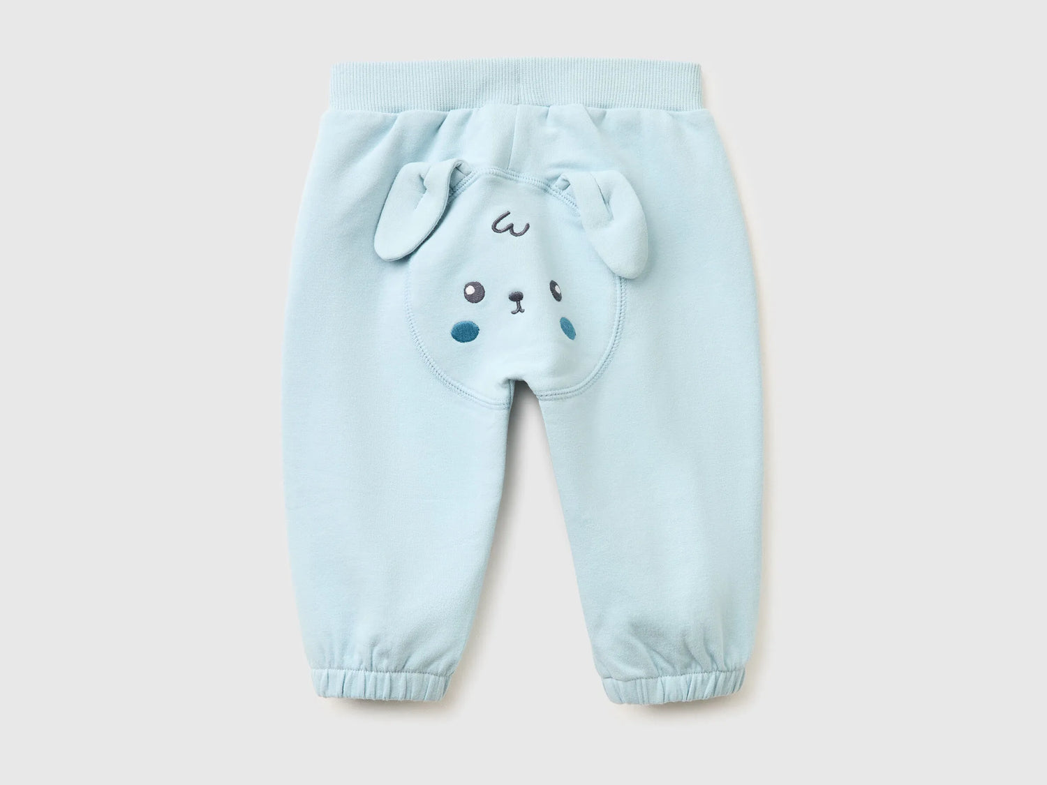 Benetton Sky Blue Newborn Trousers with Embroidery on The Back SKU: 35FNAF029_33W Image 02