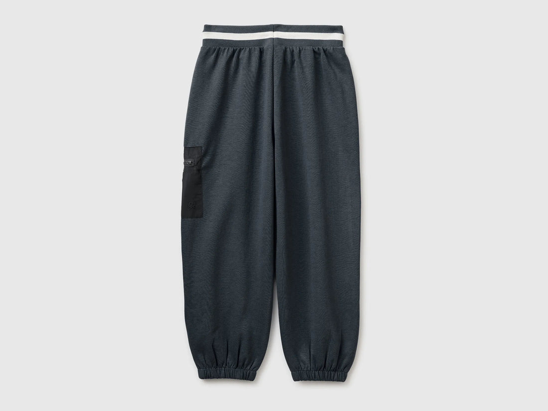 Benetton Dark Gray Boys Joggers with Nylon Pocket SKU: 35JVCF072_10N Image 02