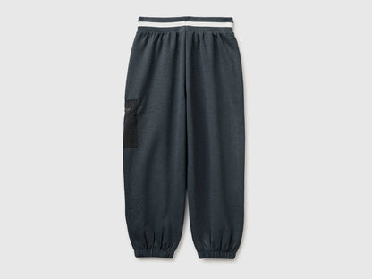 Benetton Dark Gray Boys Joggers with Nylon Pocket SKU: 35JVCF072_10N Image 02