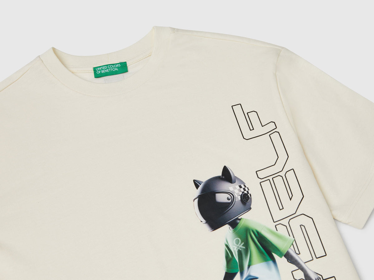 Benetton_White T-Shirt with Front Print_35RYC10NC_0R2_03