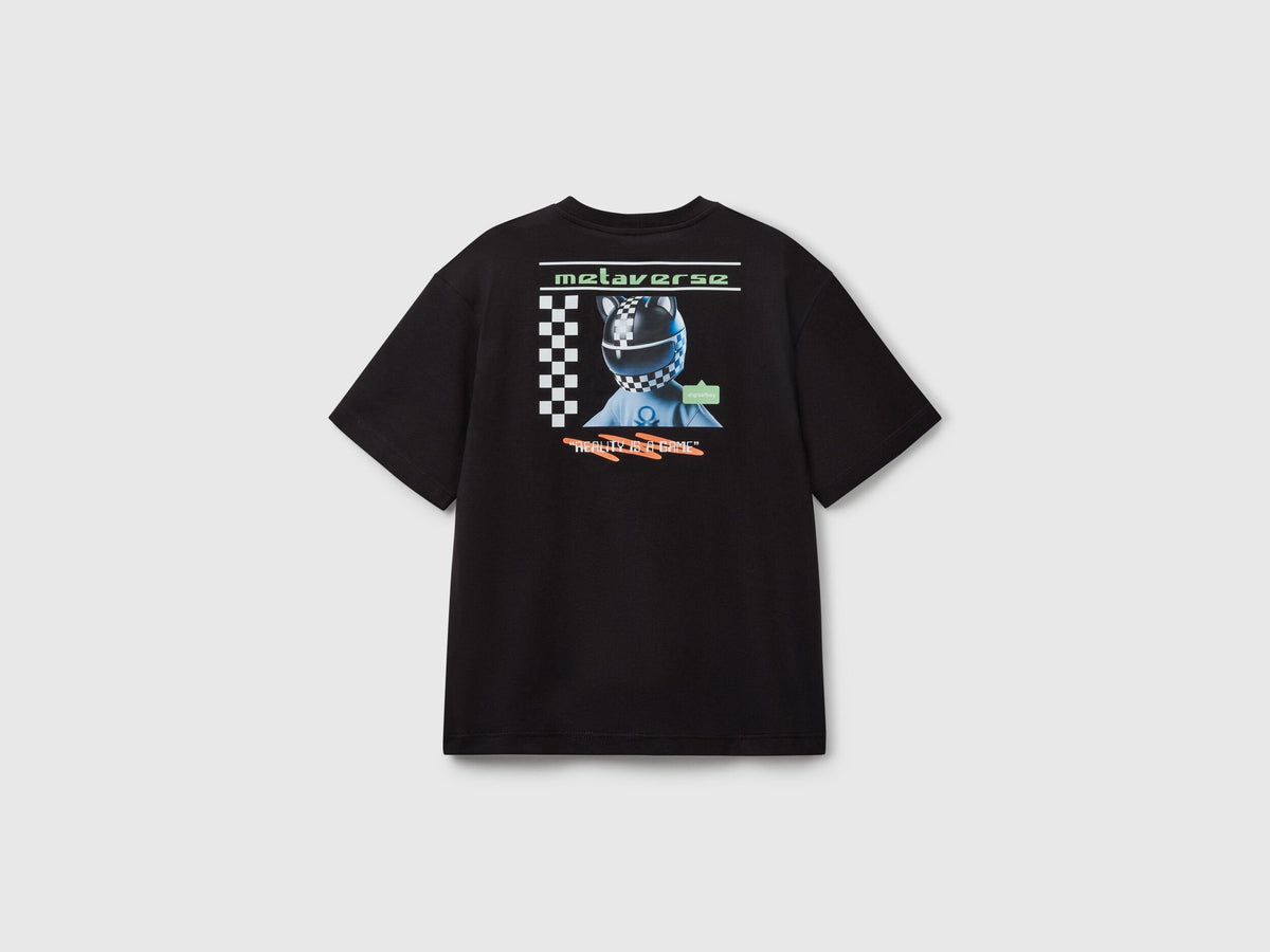 Benetton_Black T-Shirt with Back Print_35RYC10NC_100_02