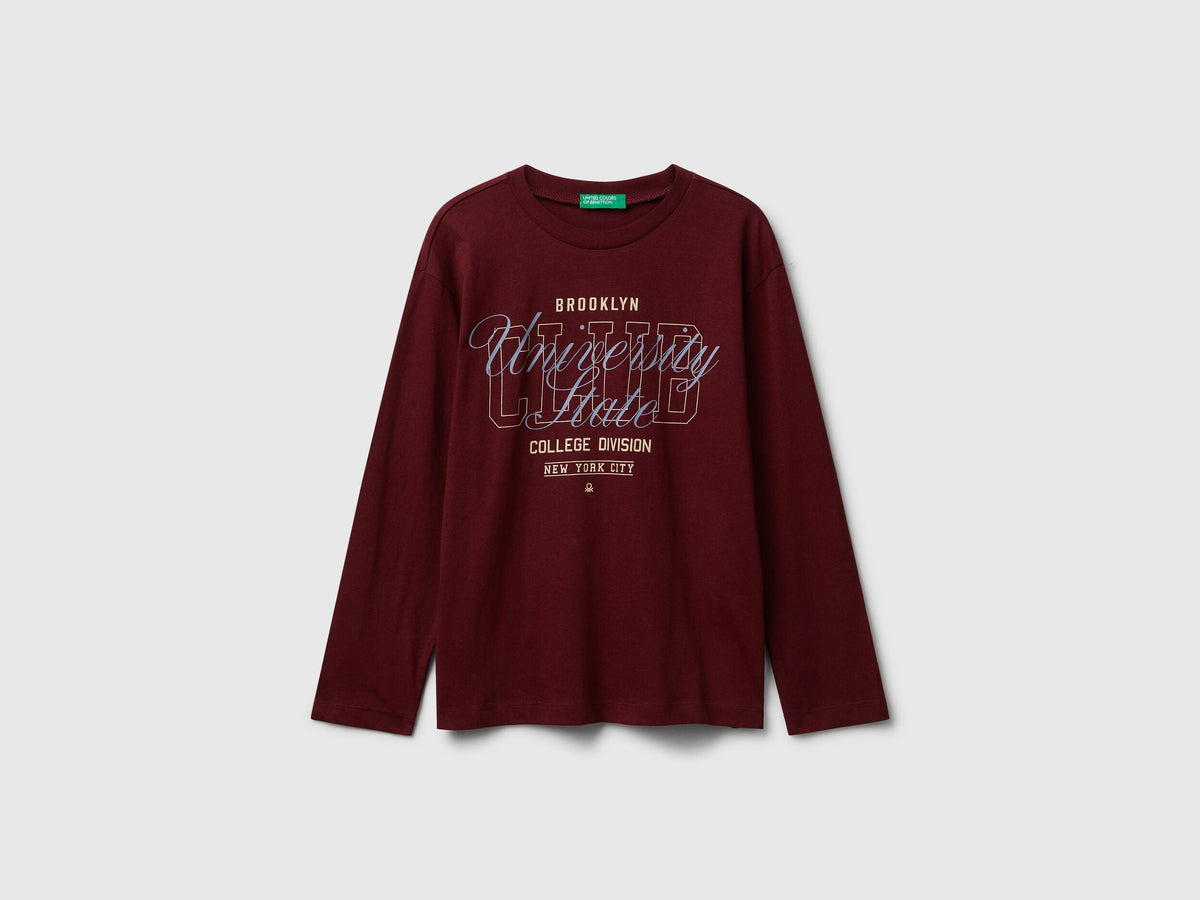 Benetton_Burgundy_Cotton T-Shirt with Print_35RYC10QQ_129_01