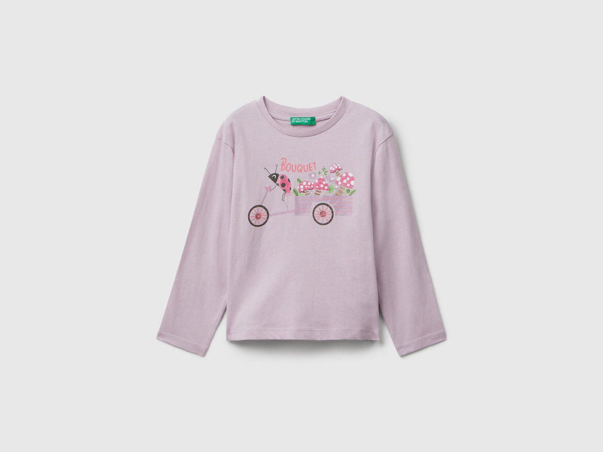 Benetton_Lavender_Cotton T-Shirt with Glittery Print_35RYG10K7_0W1_01