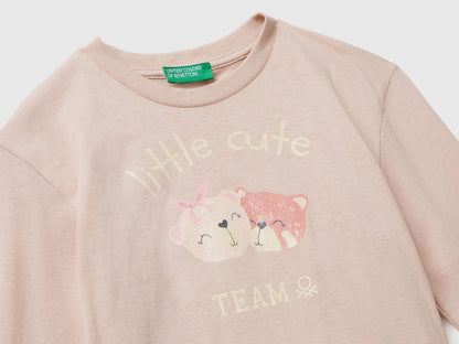 Benetton_Soft Pink_Cotton T-Shirt with Glittery Print_35RYG10K7_12U_03