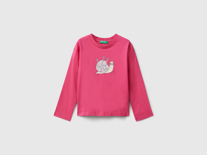 Benetton_Fuchsia_Cotton T-Shirt with Glittery Print_35RYG10K7_1A2_01