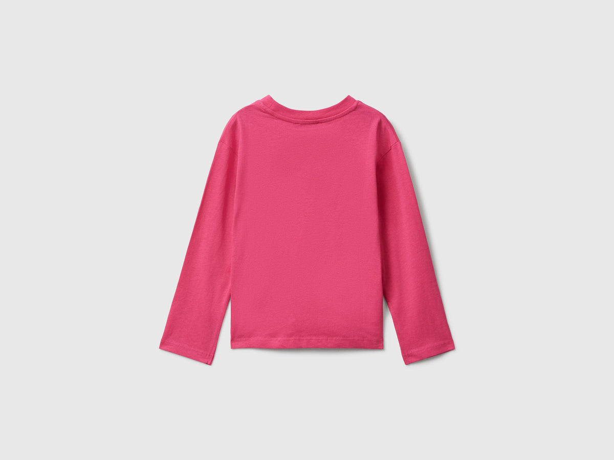 Benetton_Fuchsia_Cotton T-Shirt with Glittery Print_35RYG10K7_1A2_02