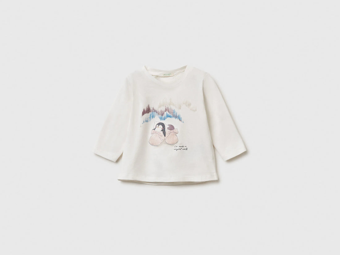 Benetton_White_T-Shirt with Glittery Print_35UKA106S_074_01