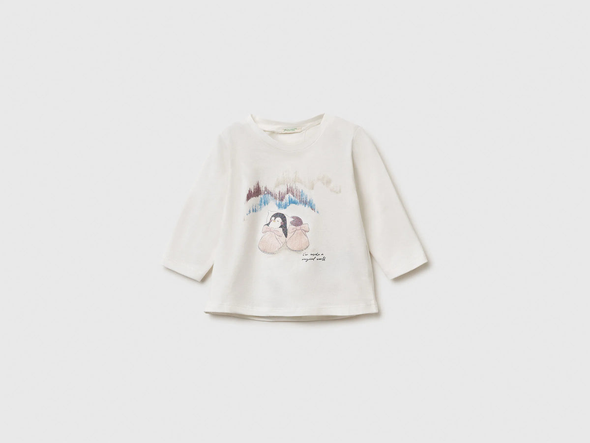 Benetton_White_T-Shirt with Glittery Print_35UKA106S_074_01