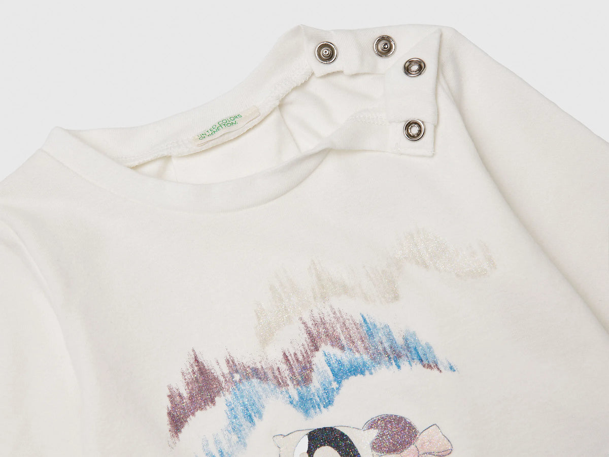 Benetton_White_T-Shirt with Glittery Print_35UKA106S_074_03