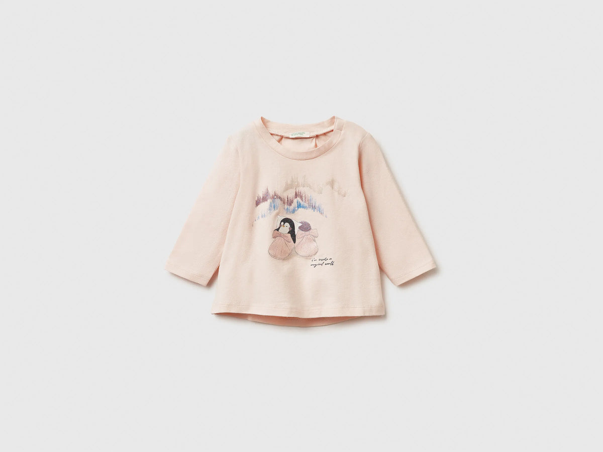 Benetton_Soft Pink_T-Shirt with Glittery Print_35UKA106S_1B7_01