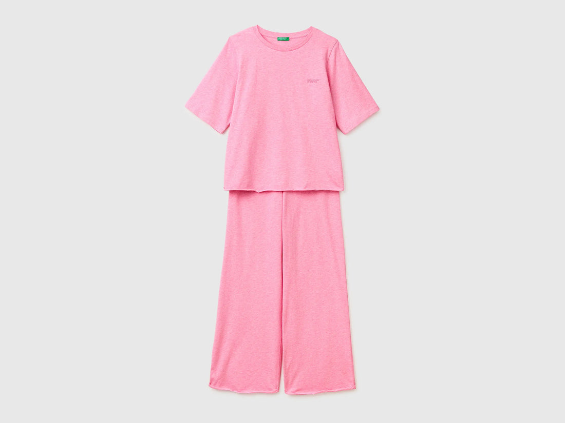 Benetton Pink Women Lightweight Melange Cotton Pyjamas SKU: 35VB3P03P_5K5 Image 01