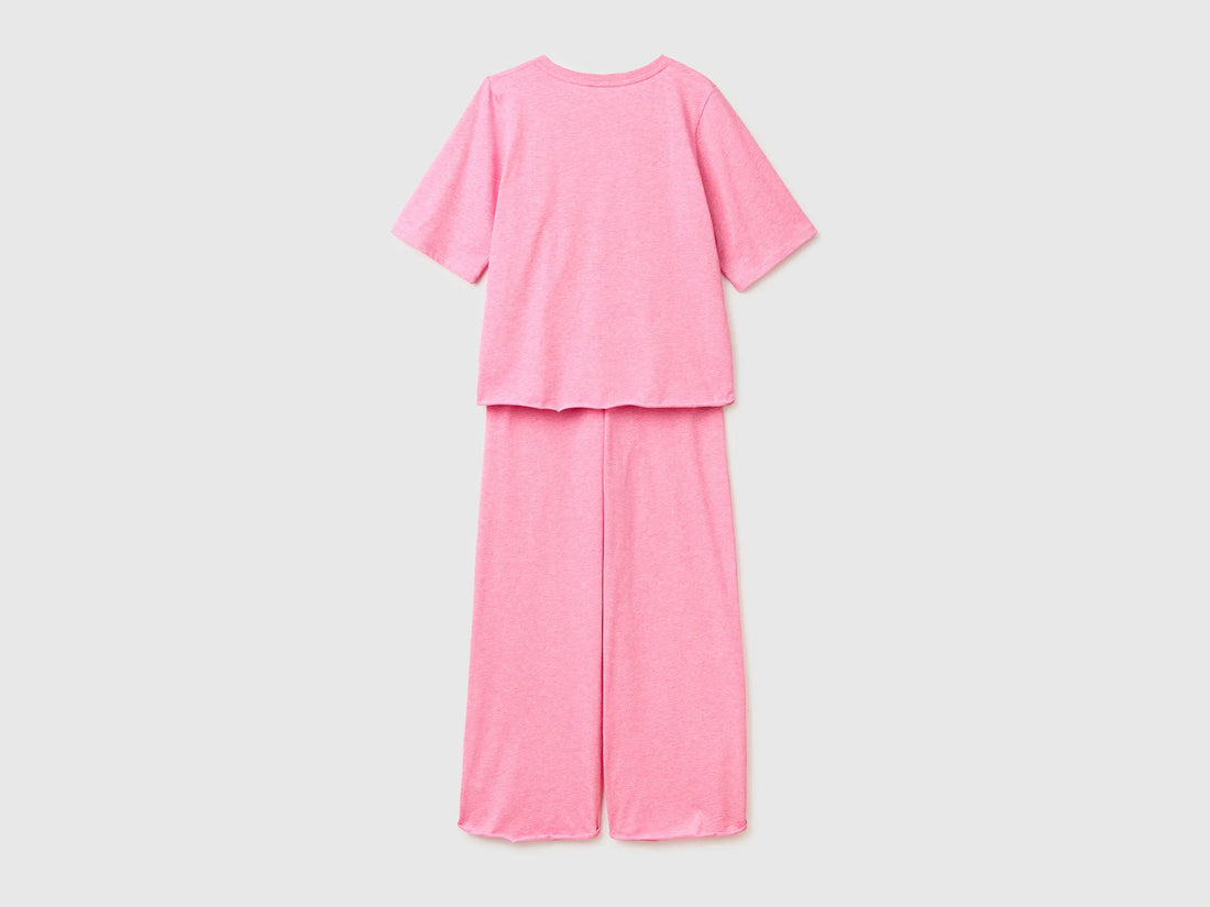 Benetton Pink Women Lightweight Melange Cotton Pyjamas SKU: 35VB3P03P_5K5 Image 02