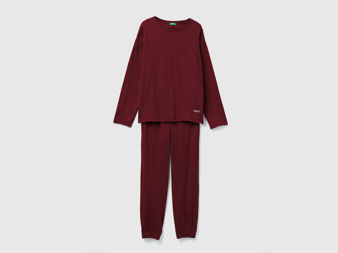 Benetton_Burgundy_Pyjamas in Pure Cotton_35VB3P048_129_01