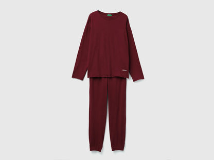 Benetton_Burgundy_Pyjamas in Pure Cotton_35VB3P048_129_01