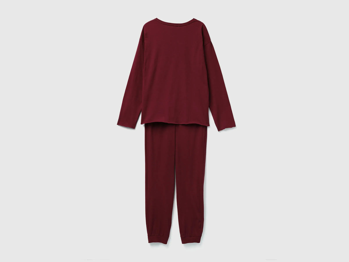 Benetton_Burgundy_Pyjamas in Pure Cotton_35VB3P048_129_02