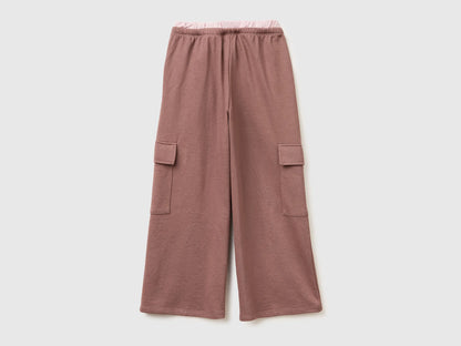 Benetton Brown Girls Cargo Pants with Elastic SKU: 36EKCF06X_24R Image 02