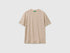 Benetton Beige Men Crew Neck T-Shirt in Linen Blend SKU: 36IBU10CE_152 Image 01