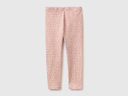 Benetton Soft Pink Girls Patterned Leggings in Stretch Cotton SKU: 36MSGF05L_902 Image 01