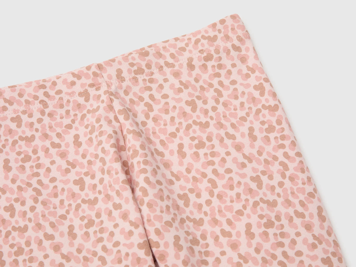Benetton Soft Pink Girls Patterned Leggings in Stretch Cotton SKU: 36MSGF05L_902 Image 03
