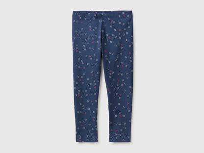 Benetton Blue Girls Patterned Leggings in Stretch Cotton SKU: 36MSGF05L_903 Image 01