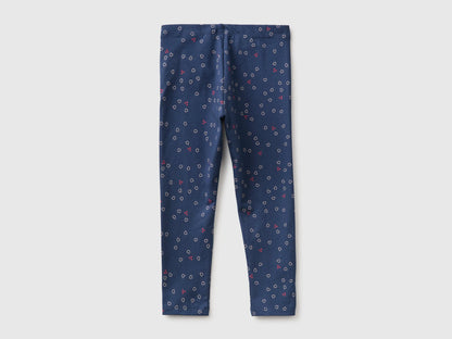 Benetton Blue Girls Patterned Leggings in Stretch Cotton SKU: 36MSGF05L_903 Image 02