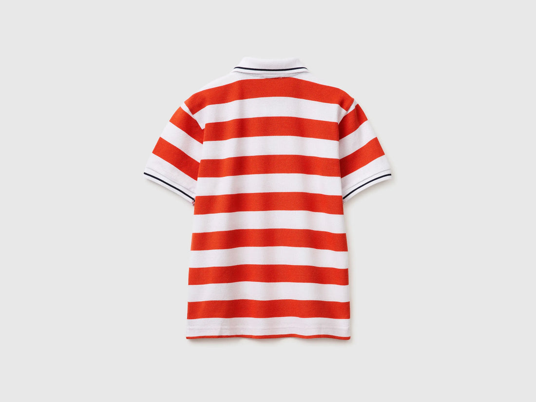 Benetton Red Boys Striped Polo SKU: 37JJC3023_903 Image 02