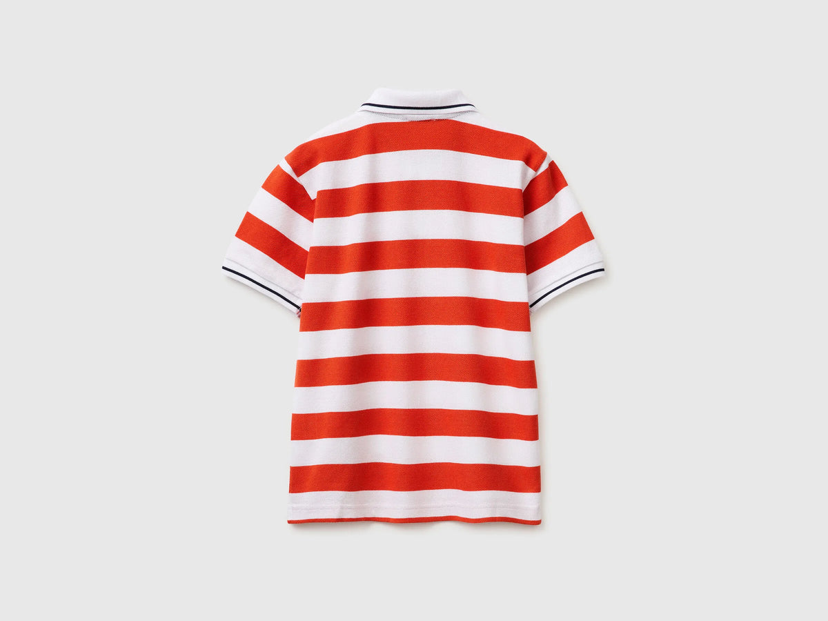 Benetton Red Boys Striped Polo SKU: 37JJC3023_903 Image 02