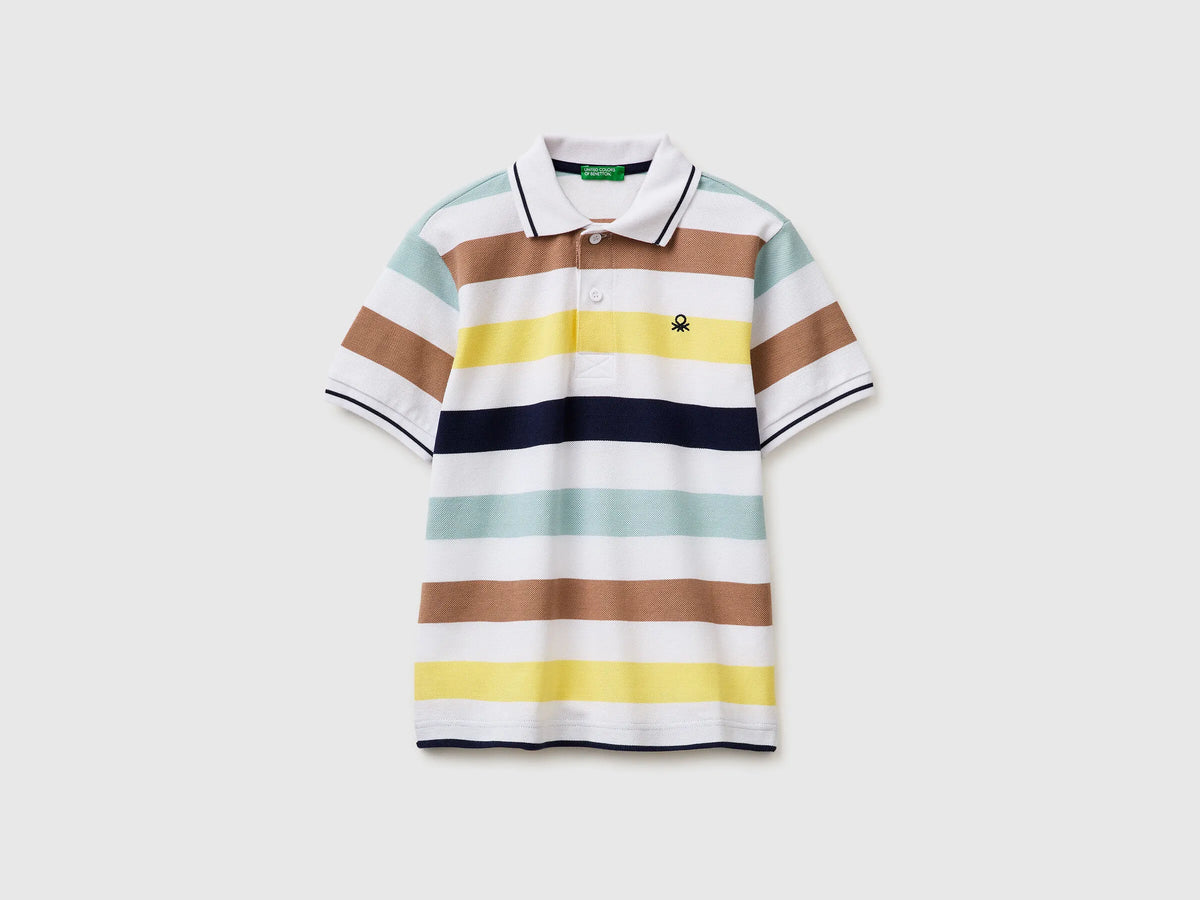 Benetton Multi-color Boys Striped Polo SKU: 37JJC3023_905 Image 01