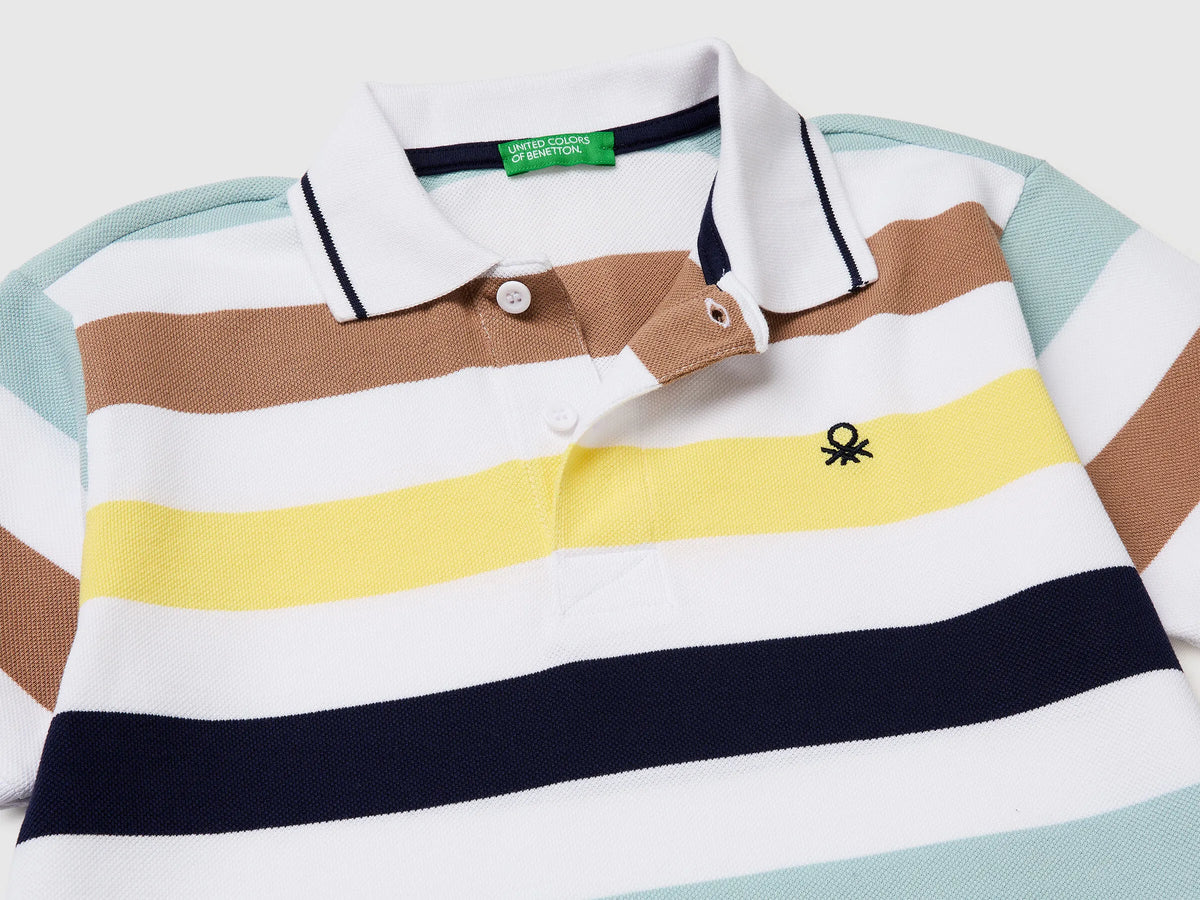 Benetton Multi-color Boys Striped Polo SKU: 37JJC3023_905 Image 03