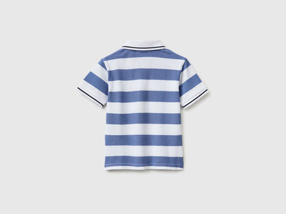 Benetton Blue Boys Striped Polo SKU: 37JJG3012_902 Image 02