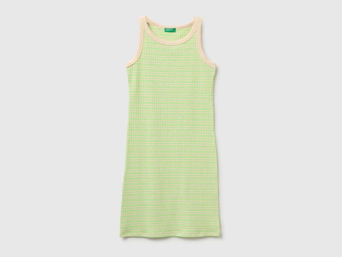 Benetton Green Girls Striped Midi Dress SKU: 38DBCV019_901 Image 01