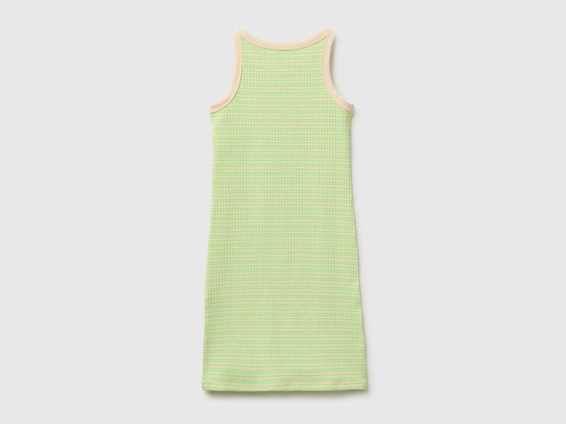Benetton Green Girls Striped Midi Dress SKU: 38DBCV019_901 Image 02