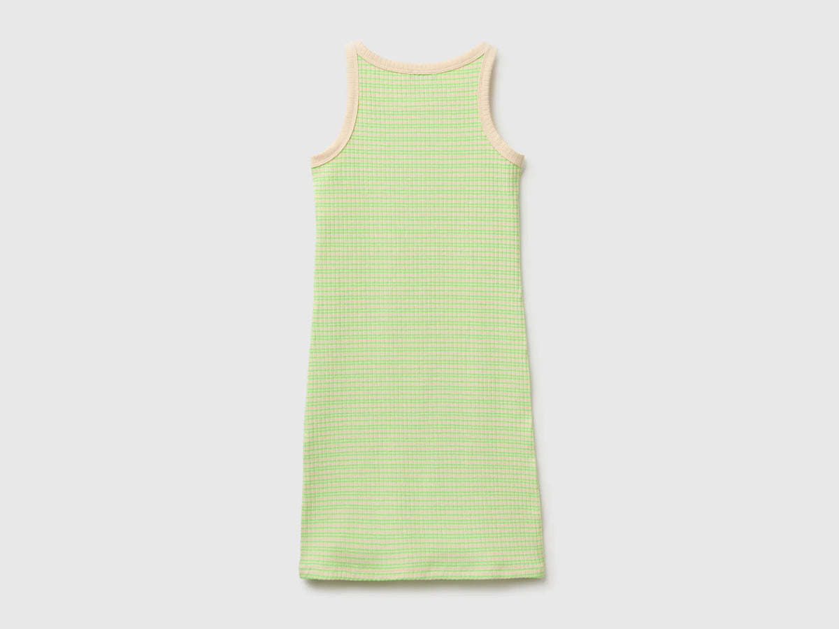 Benetton Green Girls Striped Midi Dress SKU: 38DBCV019_901 Image 02