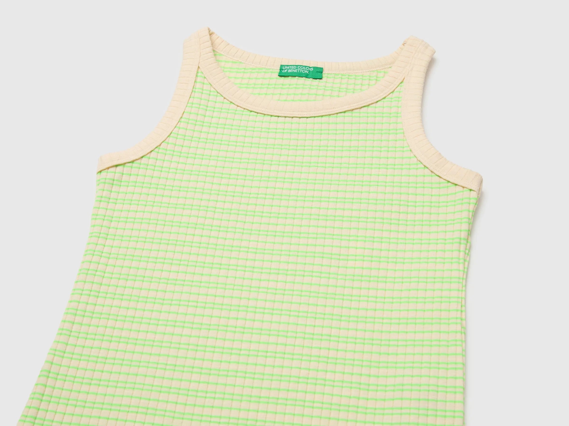 Benetton Green Girls Striped Midi Dress SKU: 38DBCV019_901 Image 03