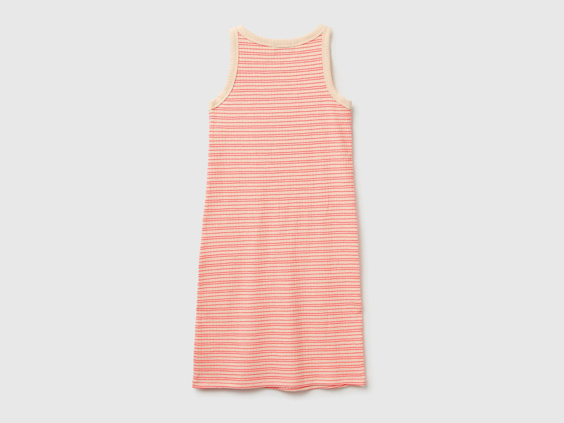Benetton Pink Girls Striped Midi Dress SKU: 38DBCV019_902 Image 02