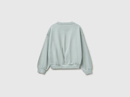 Benetton Light Green Girls 100% Cotton Closed Sweatshirt SKU: 38O3C10U6_00M Image 02