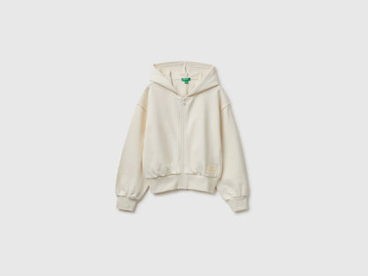 Benetton Creamy White Girls 100% Cotton Hoodie SKU: 38O3C506C_0R2 Image 01