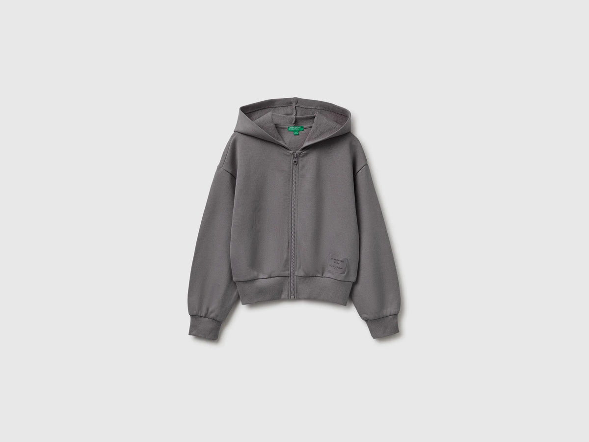 Benetton Gray Girls 100% Cotton Hoodie SKU: 38O3C506C_39R Image 01