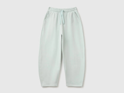 Benetton Light Green Girls Barrel-Fit Joggers in Fleece SKU: 38O3CF076_00M Image 01