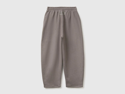 Benetton Gray Girls Barrel-Fit Joggers in Fleece SKU: 38O3CF076_39R Image 02
