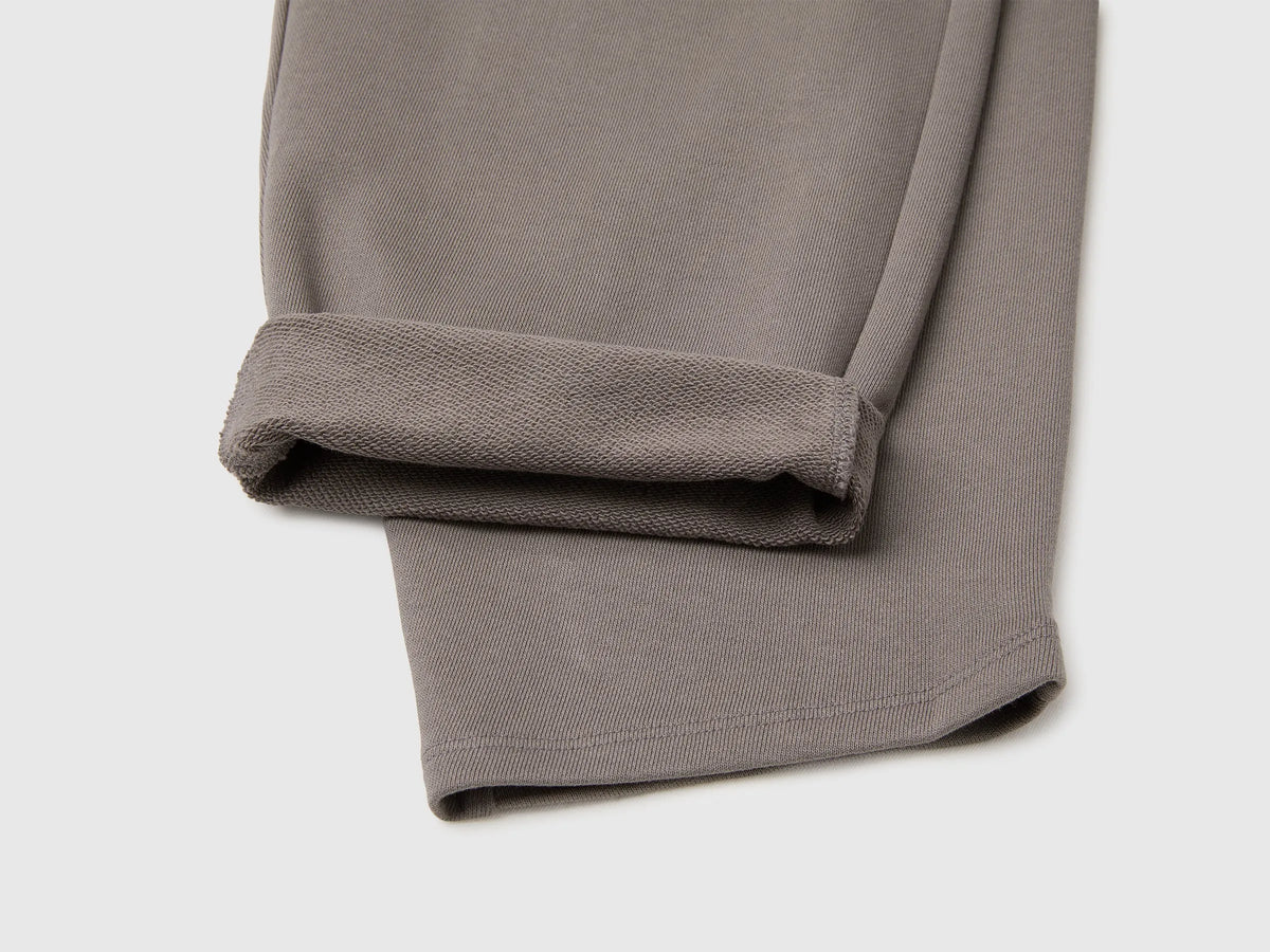 Benetton Gray Girls Barrel-Fit Joggers in Fleece SKU: 38O3CF076_39R Image 03